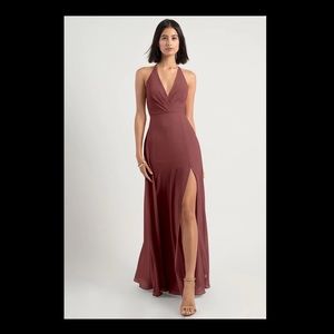 Jenny Yoo “Bryce” bridesmaid dress in Luxe Chiffon, cinnamon rose color